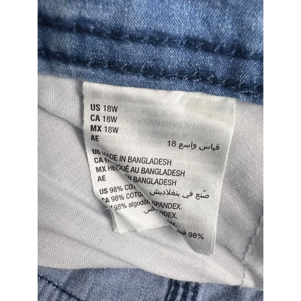 Style & Co Chambray Blue Zip Zag Cargo Pocket Shorts size 18W Mid Rise - Picture 11 of 11